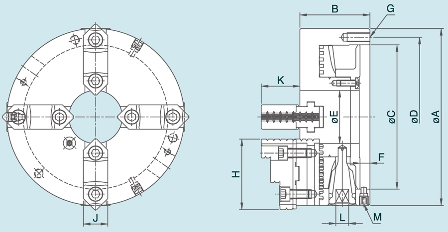 FKT 4-Jaw Powerful Type Adjustment Steel Body Chucks